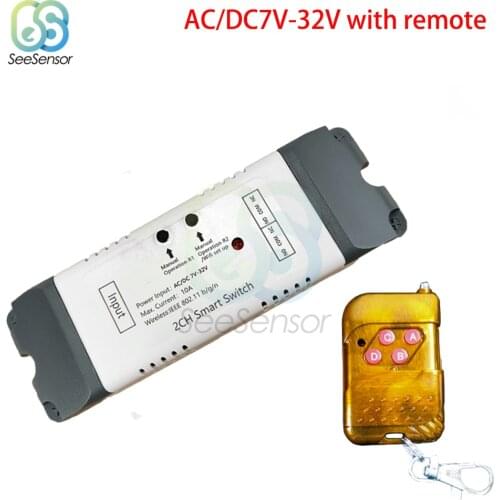 AC85V-250V AC/DC7V-32V 2 Channel Wifi Relay Module Smart WiFi Remote Control Wireless Switch Timer for Smart Home