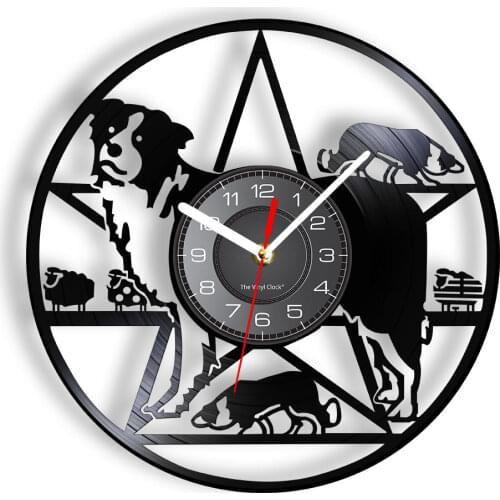 Border Collie Dog Wall Clock Border Collie Training Club Herding Dog Breed Wall Decor Vinyl Record Wall Clock Dog Lovers Gift