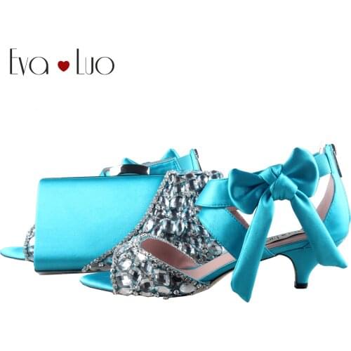 BS1074 Custom Made Turquoise Shoes with Matching Bags Set Women Bridal wedding Shoes