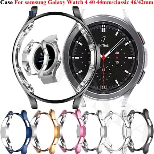 Watch Case For Samsung Galaxy Watch4 44 40mm/4 Classic 46/42mm TPU Plated Bumper Cover Full Screen Shell Protector Accessories