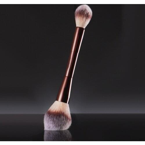 Double-ended Powder Highlighter Blush Bronzer Brush Highlighter Setting Cosmetics Soft Brushes Beauty Tool With Metal Handle
