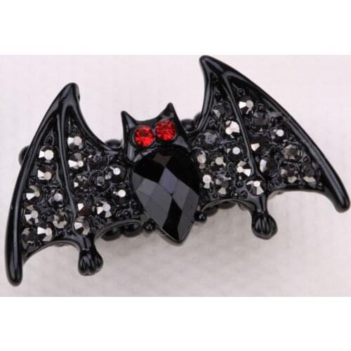 Bat stretch ring halloween party jewelry gifts for women girls kids silver black tone wholesale dropshipping