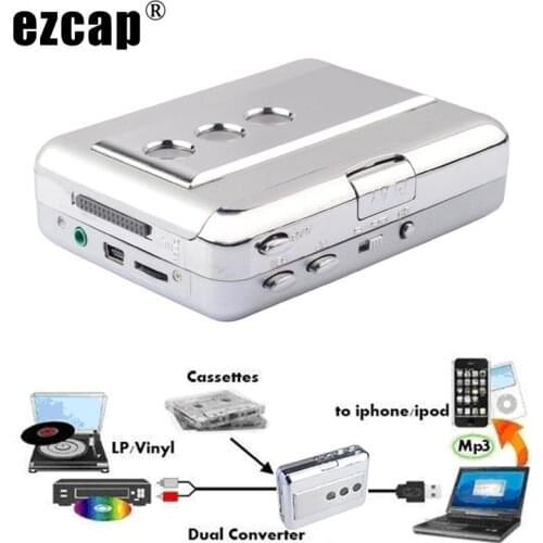 Ezcap 218B USB Audio Capture Old Cassette Tape Converter To MP3 Format CD Player English Songs Walkman Player with Auto Reverse