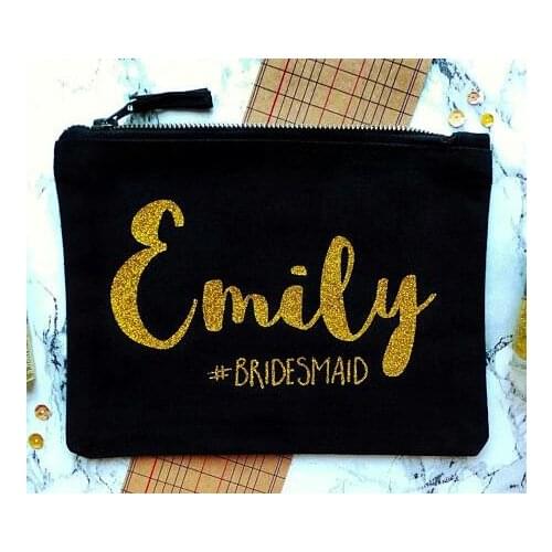 Personalised names bridesmaid wedding Gift Make Up Cosmetic Bags clutch purse Unique Gift for Bridal Party Bags