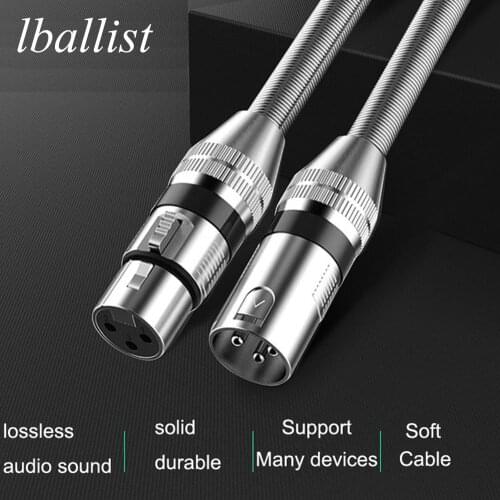 Lballist XLR Cable Male to Female M/F OFC Audio Cable For Mic Amplifier Foil+Braided Shielding With Spring Coil 1m 2m 3m 5m 10m