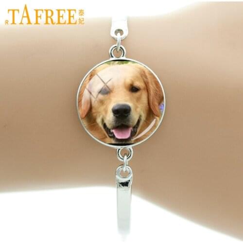 TAFREE Cute Dog Bracelet free-spirited Retriever Luby brown Labrador greyhound round Glass men women fashion lovely jewelry DG19