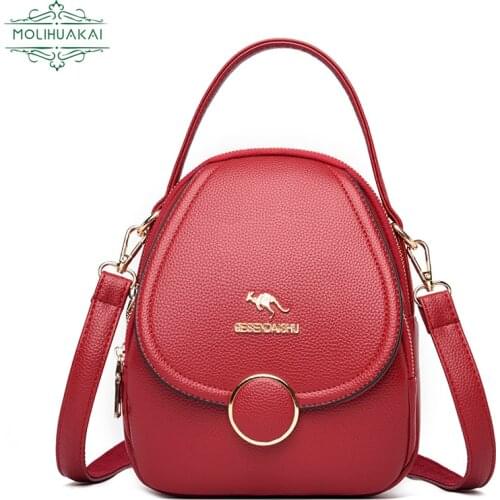 Hot Sale PU Leather Lady Backpack Casual Elegant Shoulder Bag Lady Handbag 3 In 1 Style High Quality Mochilas Feminina Preppy