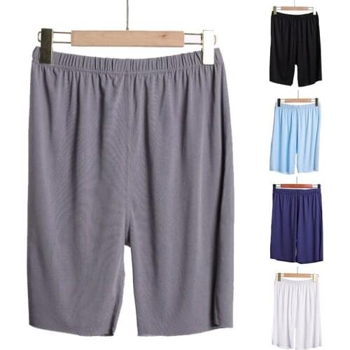 Mens Ice Silk Sleep Bottoms Casual Solid Comfortable Elastic Shorts Underwear Male Plus Size 3XL Seamless Home Sleepwear Pants