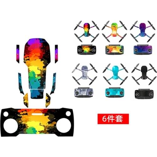 6 Set Pvc Sticker Full Coverage Skin Remote Control Waterproof and Scratch-Resistant Decals Film for DJI Mavic Mini1 Drone