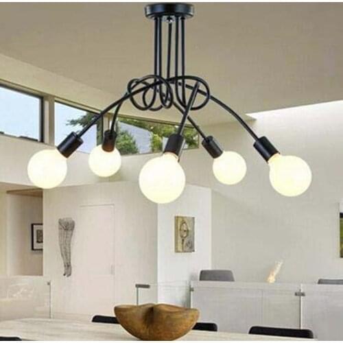 Nordic Vintage E27 3/5Lights bending Chandelier lighting for indoor hanging Lamp for Bedroom Living room Home Decoration product