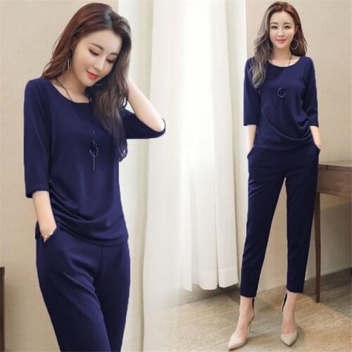 2019 New Summer Women Tracksuit Sweatshirts Casual Suit Women clothing 2 Piece Set Pant Suits Plus Size Female Sporting Suit Set