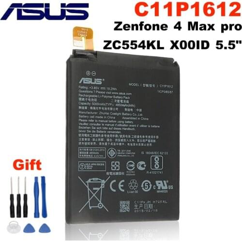 ASUS C11P1612 5000mAh Original Battery For Zenfone 4 Max Pro Plus ZC554KL X00ID 5.5" Phone Authentic Battery + Free Tools
