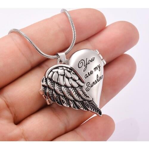 Unisex High Quality You are My Sunshine Necklace Locket Necklace Fashion Couple Photo Frame Heart Pendants hypoallergenic