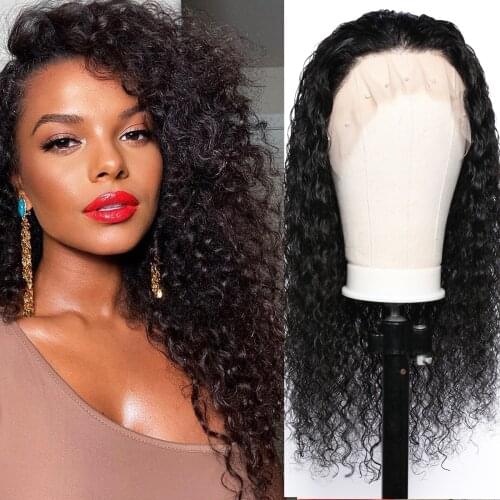 Curly Lace Front 150% Human Hair Wigs Pre Plucked Remy Hair With Baby Hair