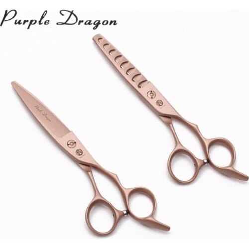 9122# 6.0" 17cm Purple Dragon JP Stainless Rose Gold Hairdressers Scissors Cutting Scissors Thinning Shears Salon Hair Scissors