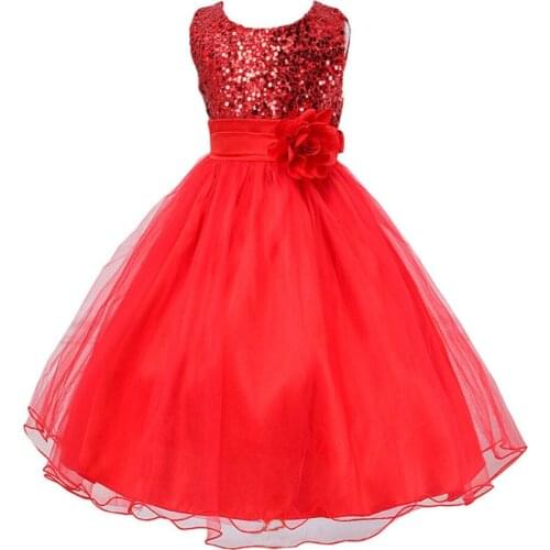 Flower girl dress for Birthday Party Dress Children Sequins Bridesmaid Dresses Baby Girls Clothes 3 4 5 6 7 8 9 10 years
