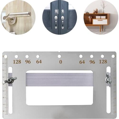 Drill Handle Hole Locator Stainless Steel Door Furniture Handle Punch Locator Template Gauge Drill Guiding Woodworking Tools