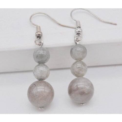Labradorite Stone Beads GEM Earrings Jewelry T227