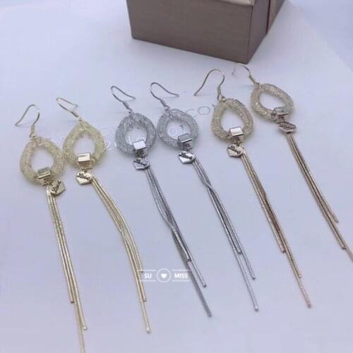 Chic Womens Fashion Net Chain Drop Shape with Snake Chain Tassel Statement Earring for Wedding Party Christmas Gifts Free Ship