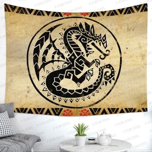 Dragon Tablecloth Mysterious Asia Myth Viking Meditation Art Table Cover