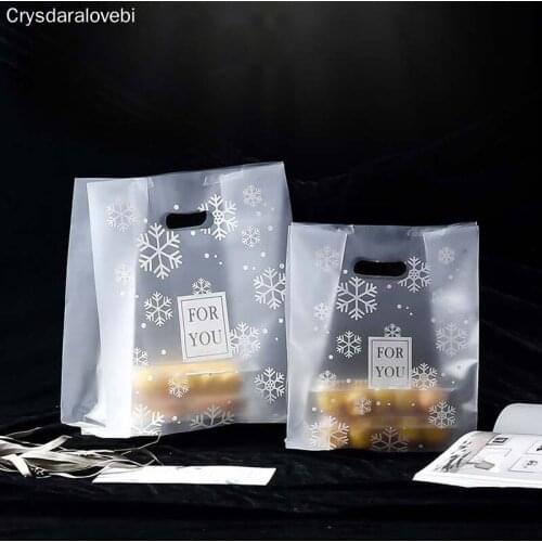 Snowflake Plastic Gifts Bag For You Wedding Christmas Candy Packaging Bags Plastic Shopping Bag Candy Cake Wrapping Bags