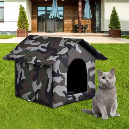 Outdoor Pet House Camouflage Waterproof Rainproof Winter Thick Warmth Detachable Washable Foldable Stray Removable Cushions