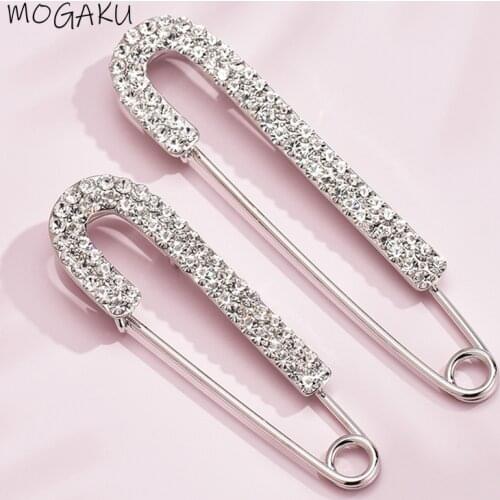 MOGAKU Concise Crystal Pins for Men Suit Coat Brooch Unisex Rhinestone Lapel Pin Women Classic Brooches Accessories Jewelry Gift