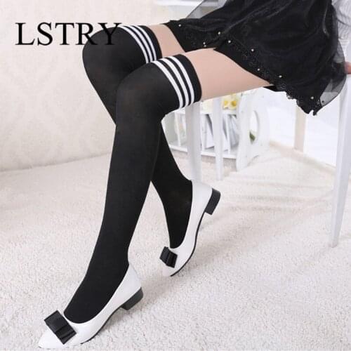 Women Stockings Girls Long Over Knee Striped Socks Printed Sweet Cute Kawaii Thigh Knee High Socks Stockings Dropshipping
