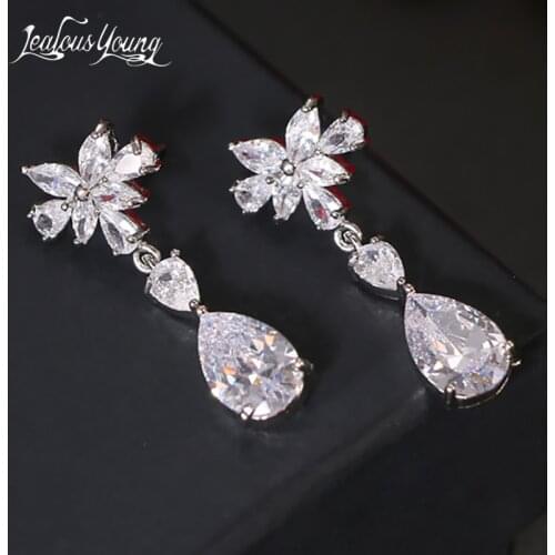 Elegant Cubic Zircon Waterdrop Shape Drop Earrings for Women Wedding Party Earings Jewelry