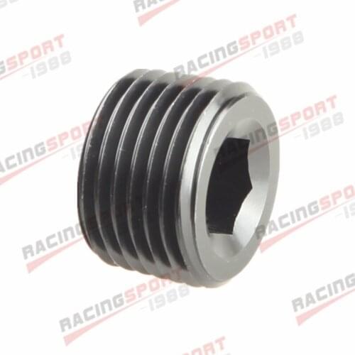 1/2" NPT Pipe Thread Allen Socket Plug Head Plug Aluminum Alloy Black