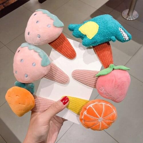 1Pcs Girls Women Cute Cartoon Hair Clip Fabric Fruit Animal Three-Dimensional Hairpin BB Side Clip Hairpin Hair Accessories