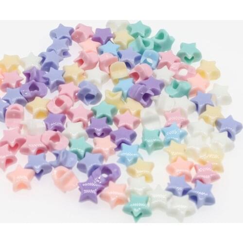 CHONGAI 100Pcs Mixed Candy Color Big Hole Acrylic Pentagram Beads DIY Accessories Beads For Jewelry Bracelets Making 10.5mm