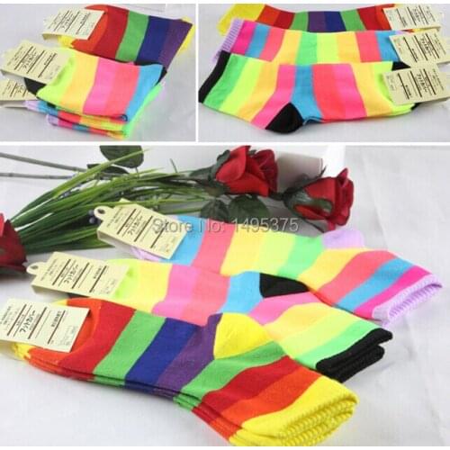 120pairs/lot rainbow sock rainbow colored striped sock
