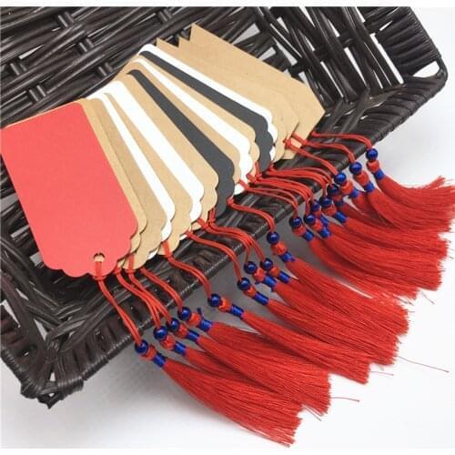20Pcs Kraft Paper Hanging Tags Label Note Price Tags 9.5x4.5cm With Tassel Strings Paper Cardboard Gift Packing Labels
