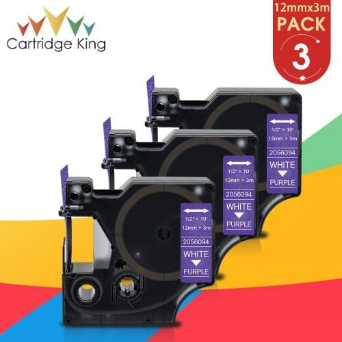 3PK for DYMO White on Bling Purple Glitter Label Tape 2056094 for Lablemanager LM160 LM280 LabelPoint 100 150 200 250 Maker