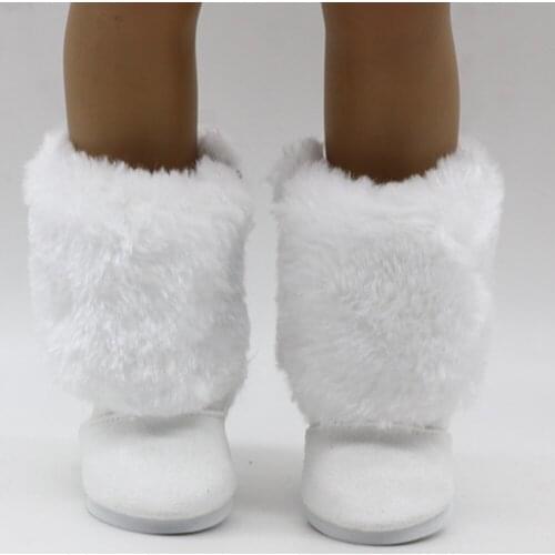 7*3.5cm Fashion Mini White Fur&Cloth Boots for 18Inch 45cm Girl Doll Shoes and 43cm Baby Doll Accessories Toys