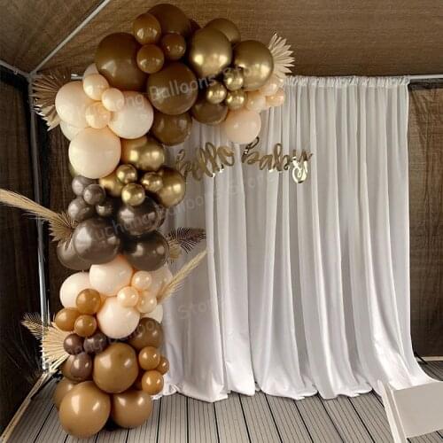 72pcs Coffee Balloons Garland Birthday Wedding Arch Metallic Gold Skin Color Latex Balloon Baby Shower Supplies Party Decora