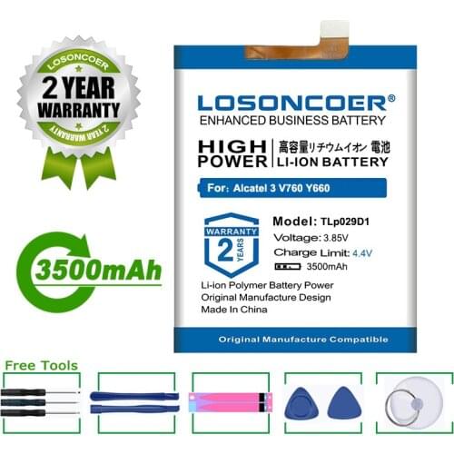 LOSONCOER Battery 3500mAh TLp029D1 Battery For Alcatel 3 3X 5 For TCL V760 Y660 Free Tools