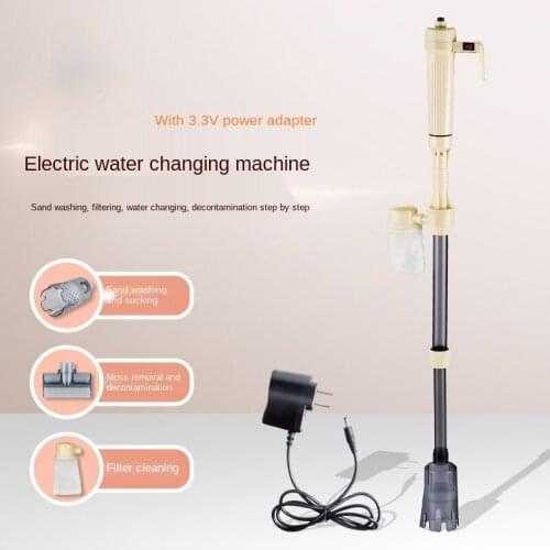 Aquarium Gravel Cleaner Electric Fish Tank Vacuum Cleaner with Adjustable Controller for Water and Sand Changing DC+Battery