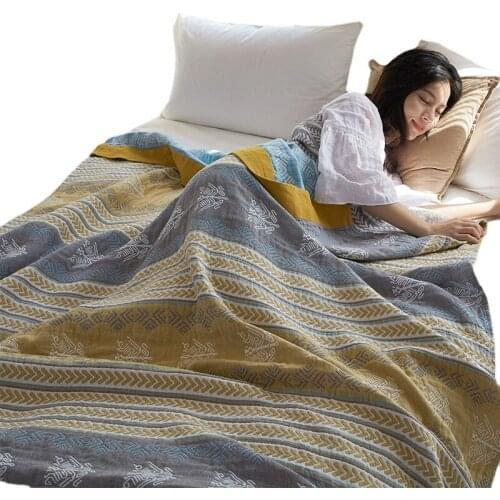Quilt Four Layer Bamboo Fiber Cotton Blanket Quilt Bed Sheet Sofa Office Bedroom Nap Towel Quilt Comfortable Fashion Super Soft