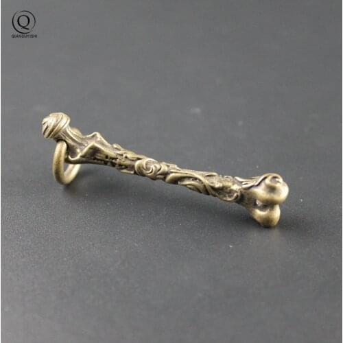 Pure Brass Leg Bone Key Chains Pendants Charms Vintage Copper Bones Pendant Trinkets Men Car Keychains Hanging Keyrings Ornament