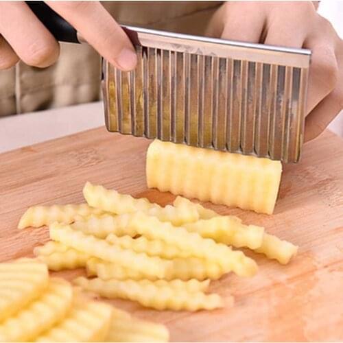 Potato Wavy Cutter Stainless Steel Potato Slicer French Fry Cutter Knife Cucumber Carrot Cutter Shredder Kitchen Cutting Tools