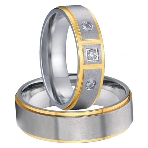 High end custom Handmade bicolor mens and womens titanium matching wedding couples promise rings sets alliance