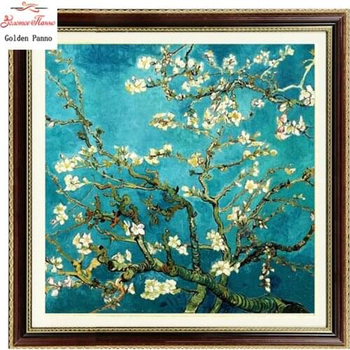 Golden Panno,Needlework,Embroidery,DIY Landscape Painting,Cross stitch,kits,11ct Van Gogh prunus Cross-stitch,Set For Embroidery