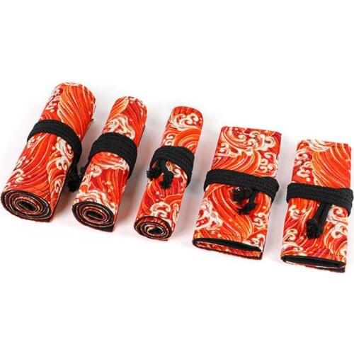 12/24/36/48/72 Holes Canvas Roll Up Pen Curtain Pencil Bag Case Makeup Wrap Holder Storage Pouch School Supplies