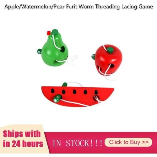 Juguetes Toys Apple/Watermelon/Pear Furit Worm Threading Lacing Game Montessori Games And Puzzles Wooden Baby Toys Christmas