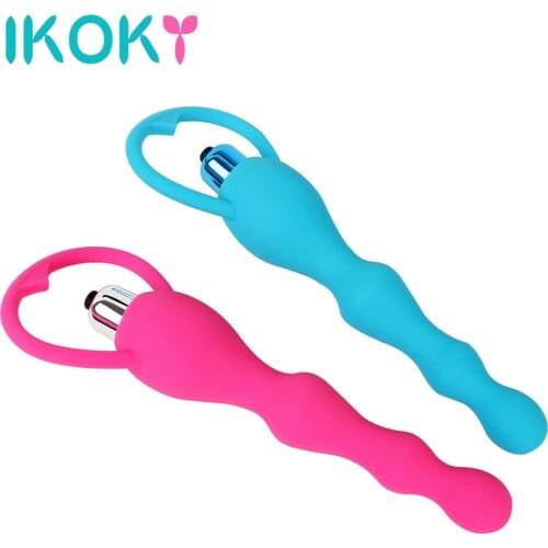 IKOKY Waterproof Silicone Anal Beads Vibrator Butt Plug Sex Products Anal Sex Toys
