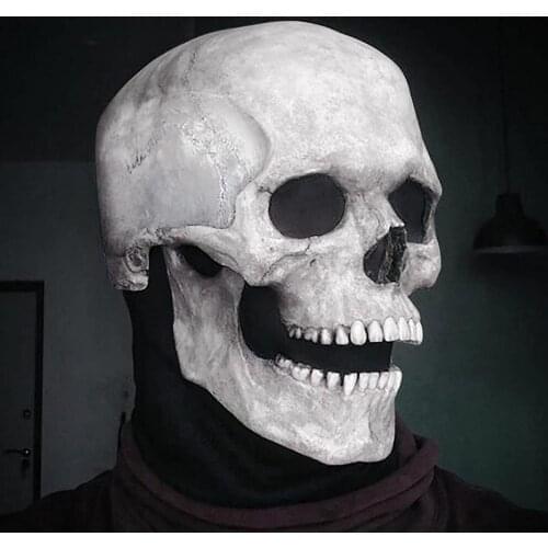 New Halloween Scary Latex Face Cover Movable Jaws Full Head Skull Full Head Skull Mask Horror Mask Adults Cosplay Costume Party