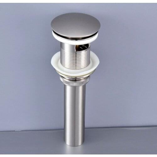 Brushed Nickel Brass Large Round Cap Pop Up Bathroom Sink Basin Waste / Drain With Overflow Bathroom Accessory asd071