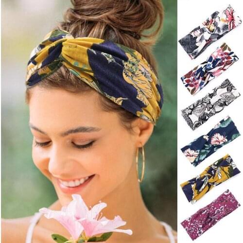 Fashion Women Girls Summer Yoga Hair Bands Print Headbands Vintage Cross Turban Bandage Bandanas Hairbands Hair Accessories
